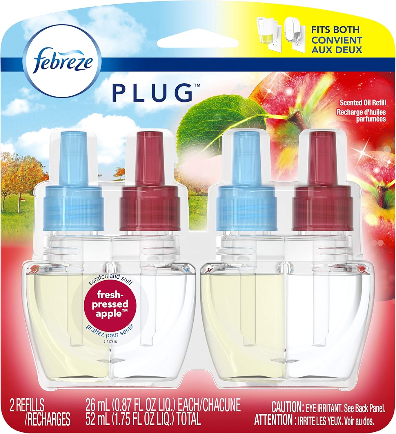 Febreze Plug in Air Fresheners for Home, Air Freshener Plug in, Wall Diffuser, Ocean Scent, Odor Fighter for Strong Odors, 1 Warmer + 2 Oil Refills