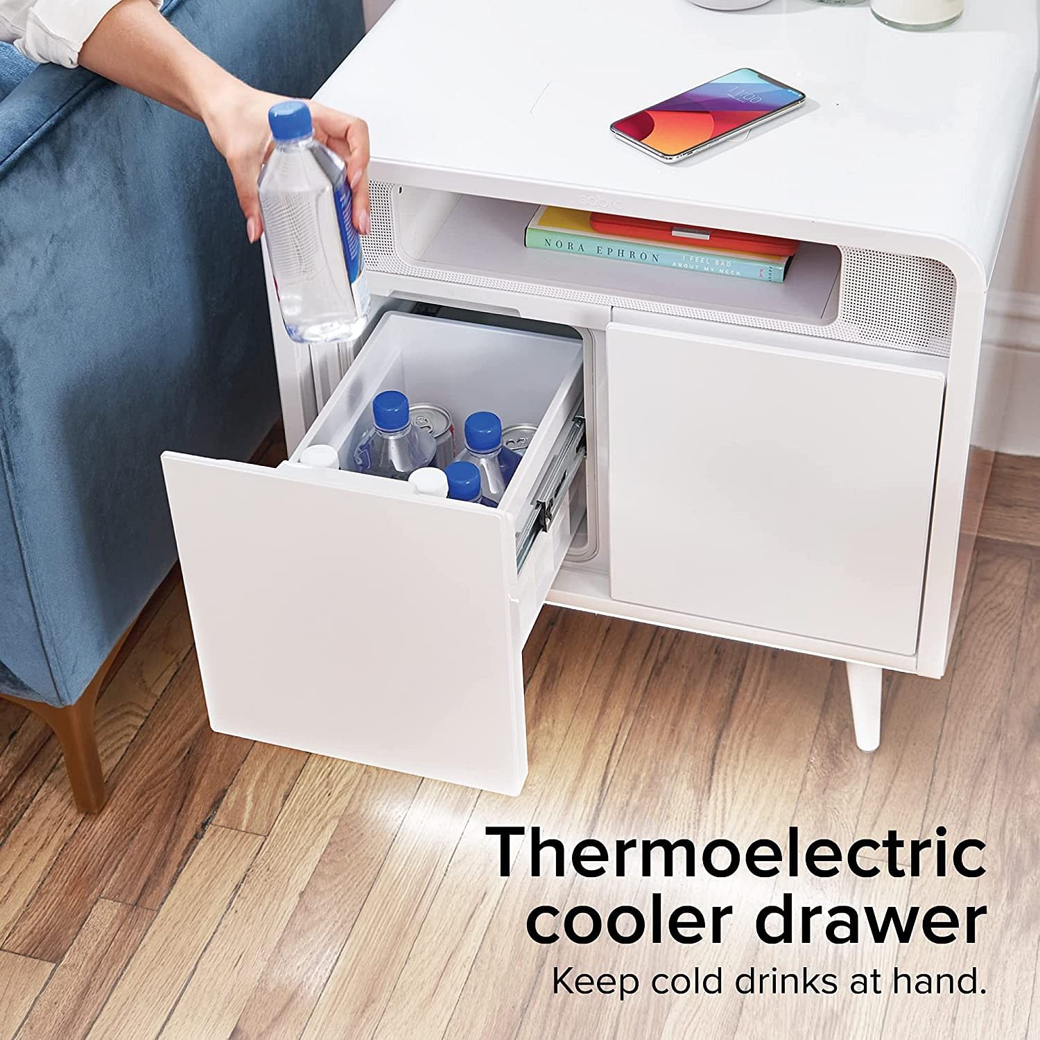 Smart Side Table with Thermoelectric Cooling Drawer