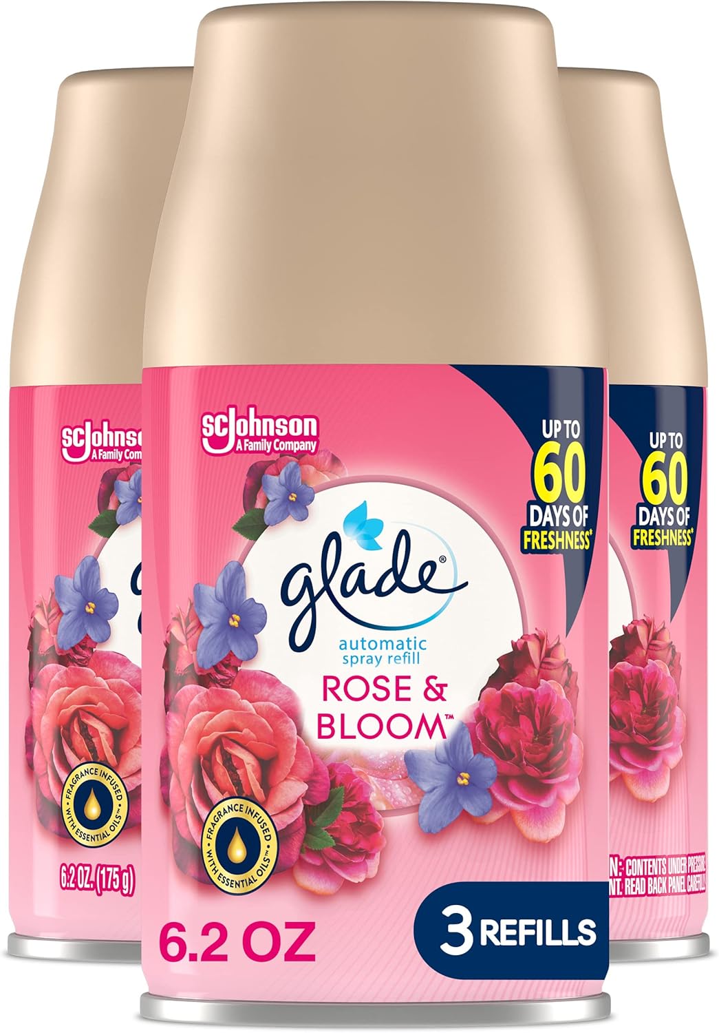 Glade Automatic Spray Air Freshener Refill, Scented Air Freshener for Home and Bathroom, Clean Linen, 6.2 Oz, 3 Count