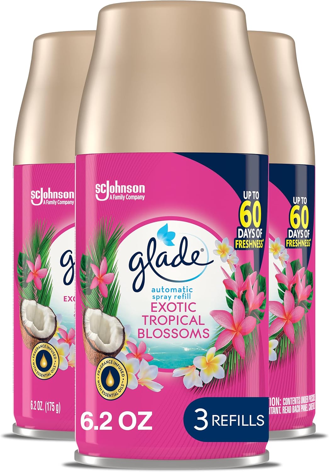 Glade Automatic Spray Air Freshener Refill, Scented Air Freshener for Home and Bathroom, Clean Linen, 6.2 Oz, 3 Count