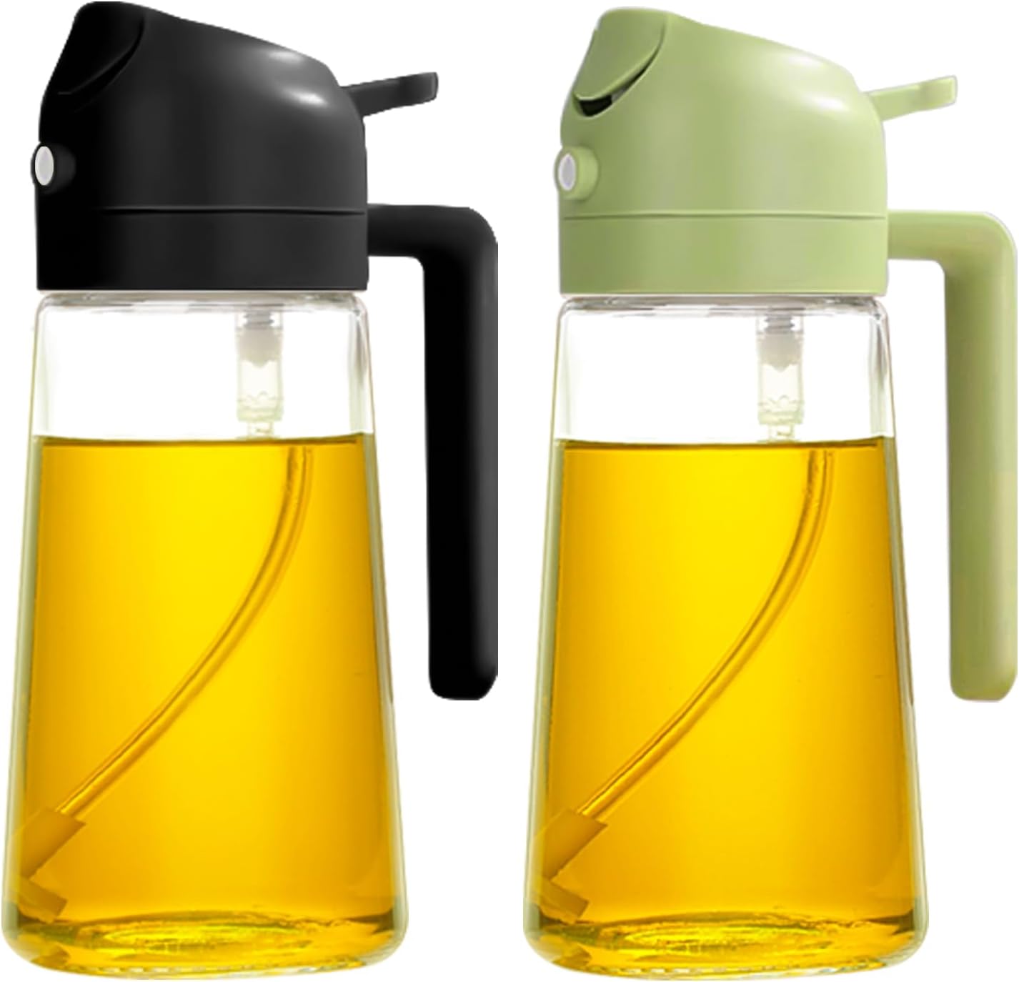 YARRAMATE Oil Sprayer for Cooking, 2 in 1 Olive Oil Dispenser Bottle for Kitchen, 16oz/470ml Premium Glass Oil Bottle, Food-grade Oil Mister for Air Fryer, Salad, Frying, BBQ (Creamy White)