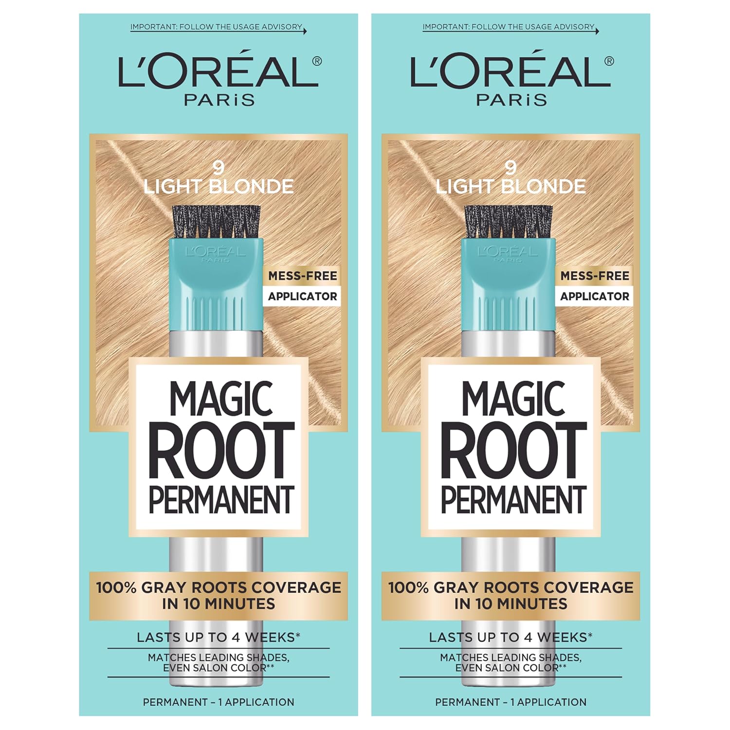 L'Oreal Paris Magic Root Rescue 10 Minute Root Hair Coloring Kit, Permanent Color with Quick Precision Applicator, 100 percent Gray Coverage, 4 Dark Brown, 1 kit (Packaging May Vary)
