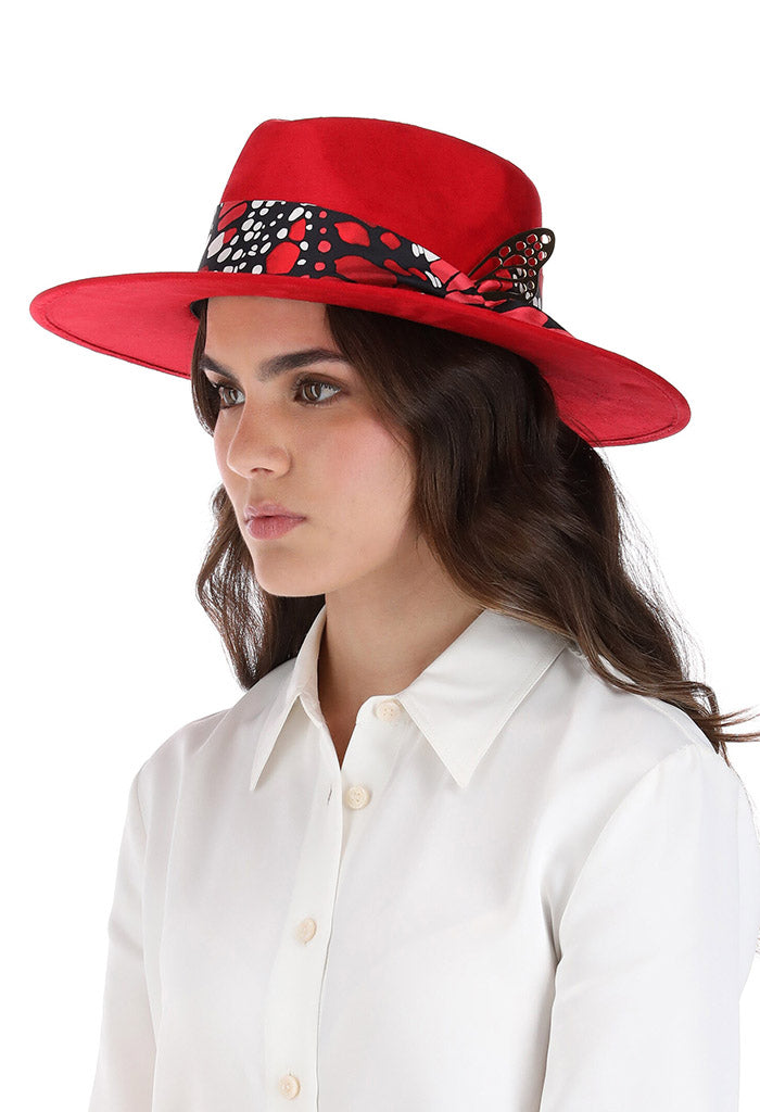 Sombrero Cehuallotl Rojo Mariposa Macro Rojo