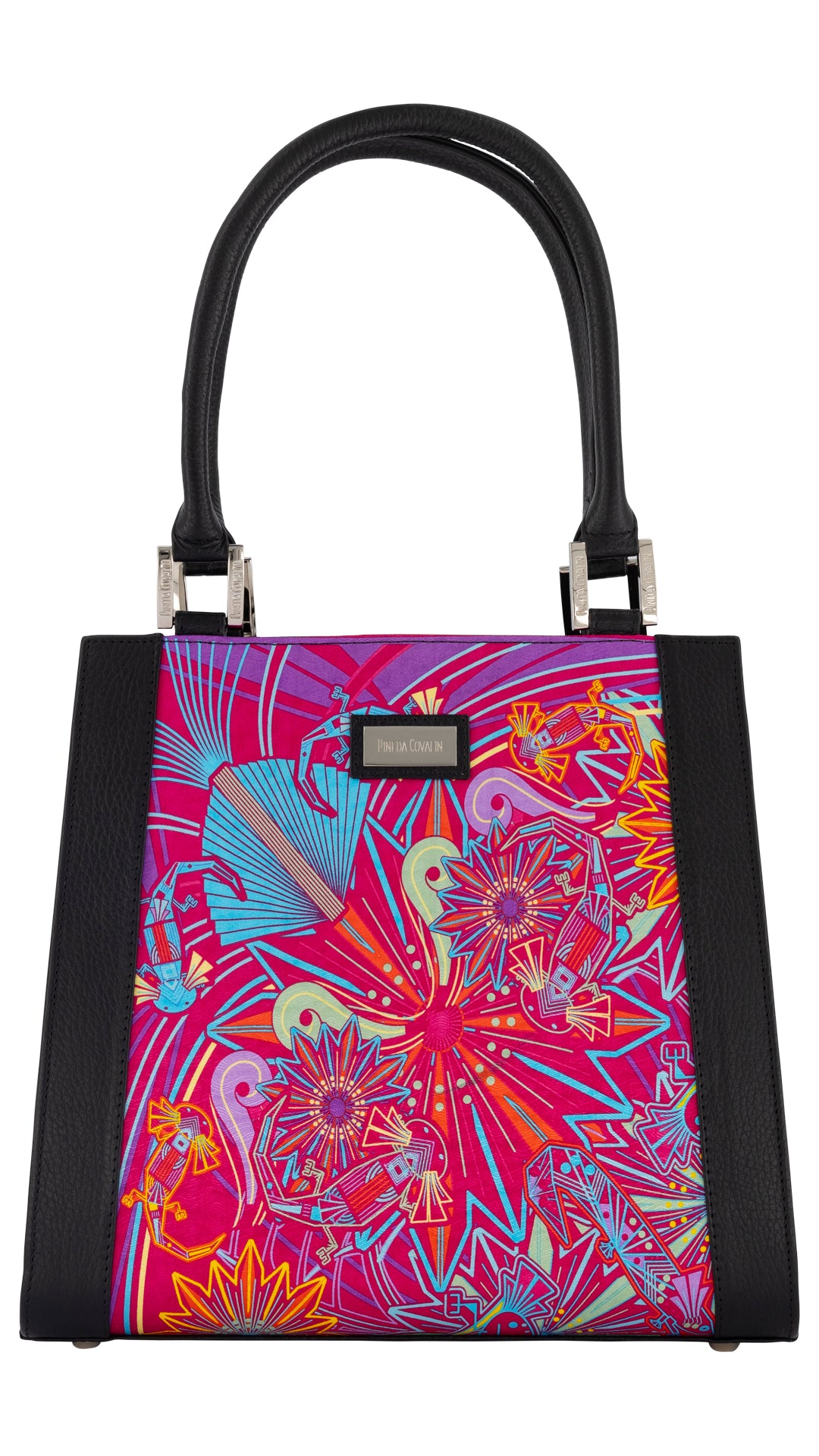 Bolsa Yaab Negro Ajolotes Fucsia