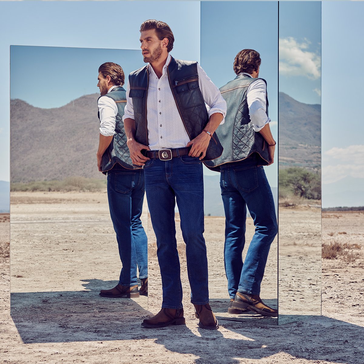 Bota urbana en piel genuina.