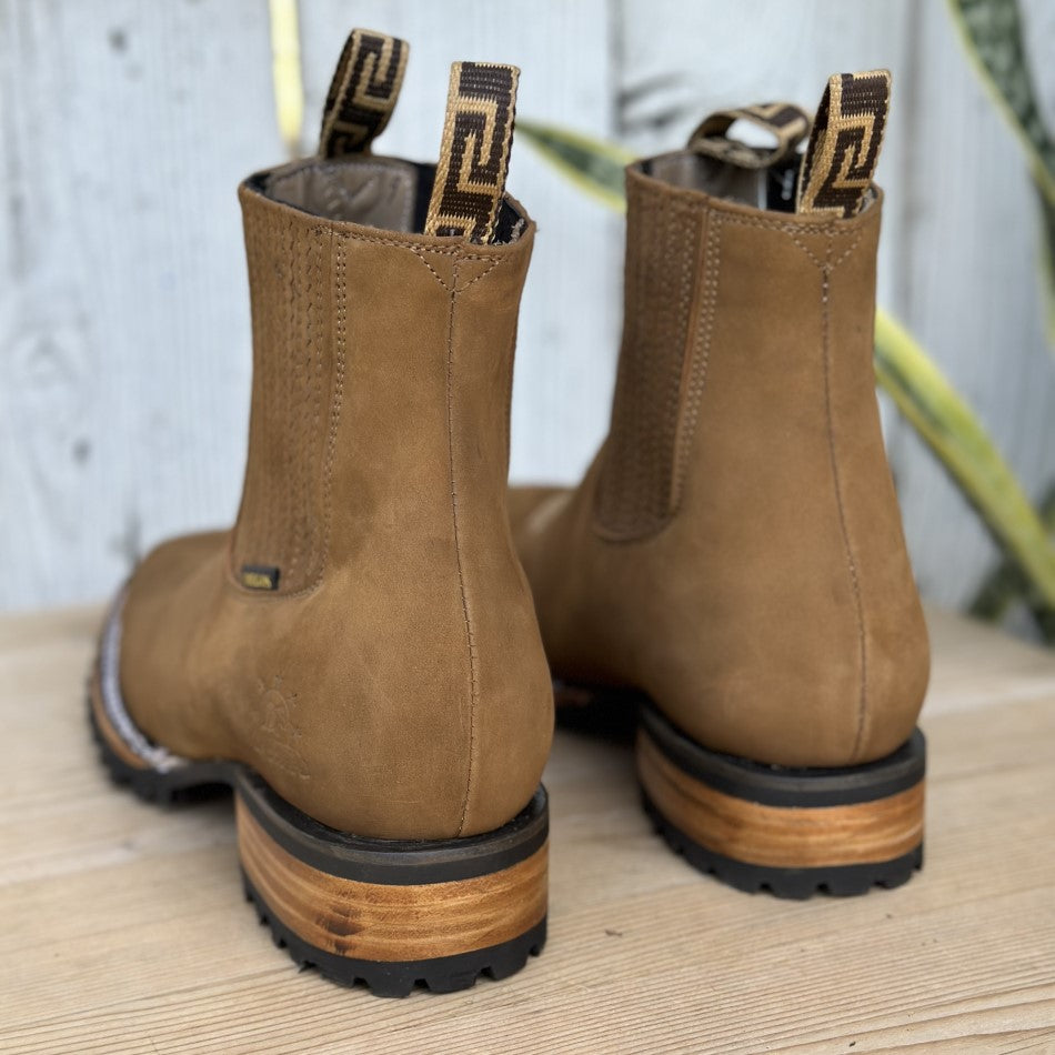 DB-777 Cinnamon - Western Ankle Boots with Tractor Sole for Men