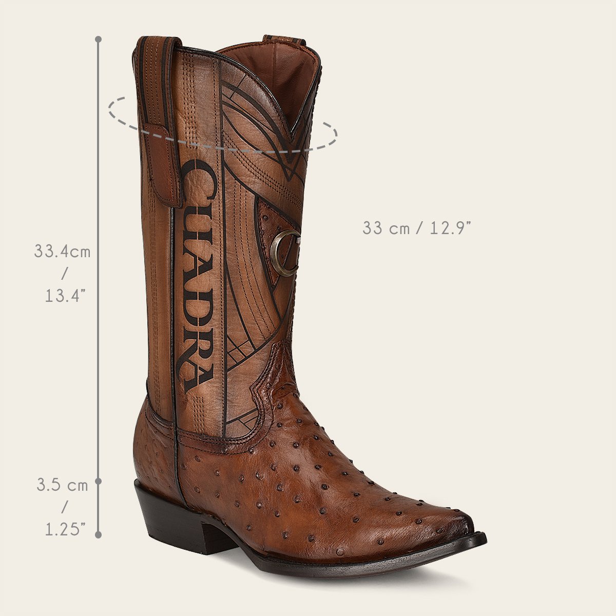 Bota vaquera en piel de avestruz.