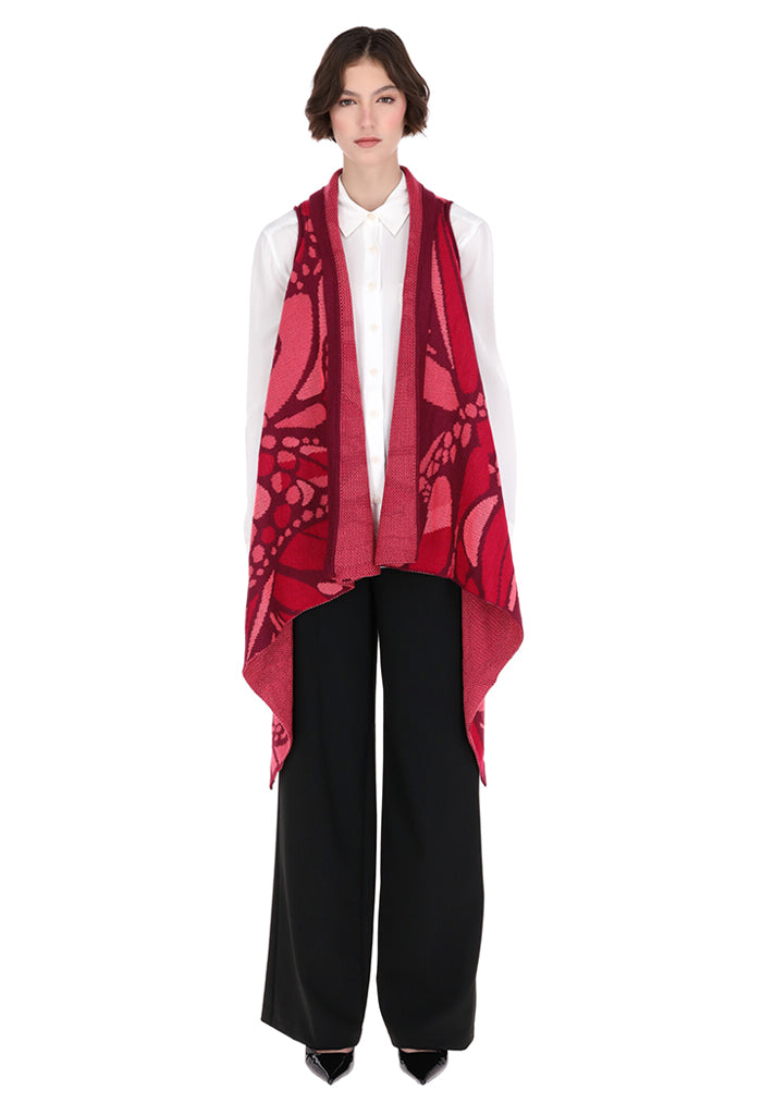 Chaleco Yoali Mariposa Abstracta Rojo