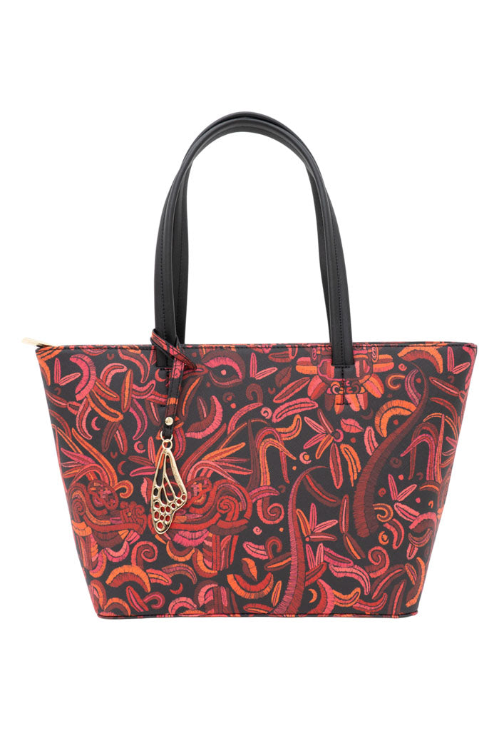 Tote K'iin Saffiano Quetzalc��atl Negro Rojo