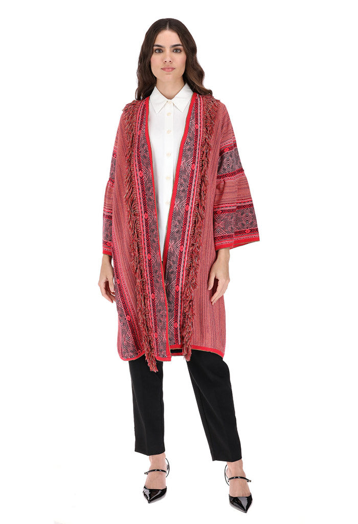 Abrigo Tejido Artesanal Rojo