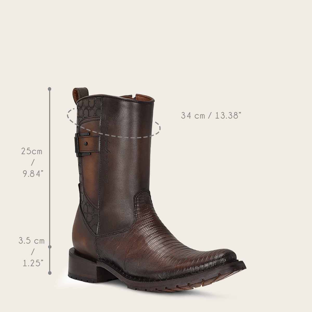 Bota en piel genuina de lizard.