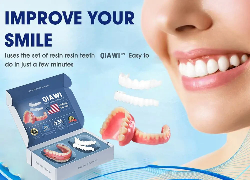 QIAWI™- Premium Custom Silicone Denture Set Dual Certification by the American Dental Association(ADA) & the U.S. Food and Drug Administration(FDA)