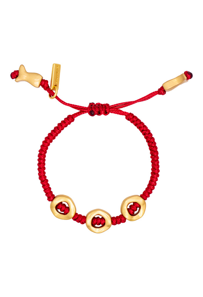 Pulsera Unisex Tres Donas con Hilo Seda Rojo