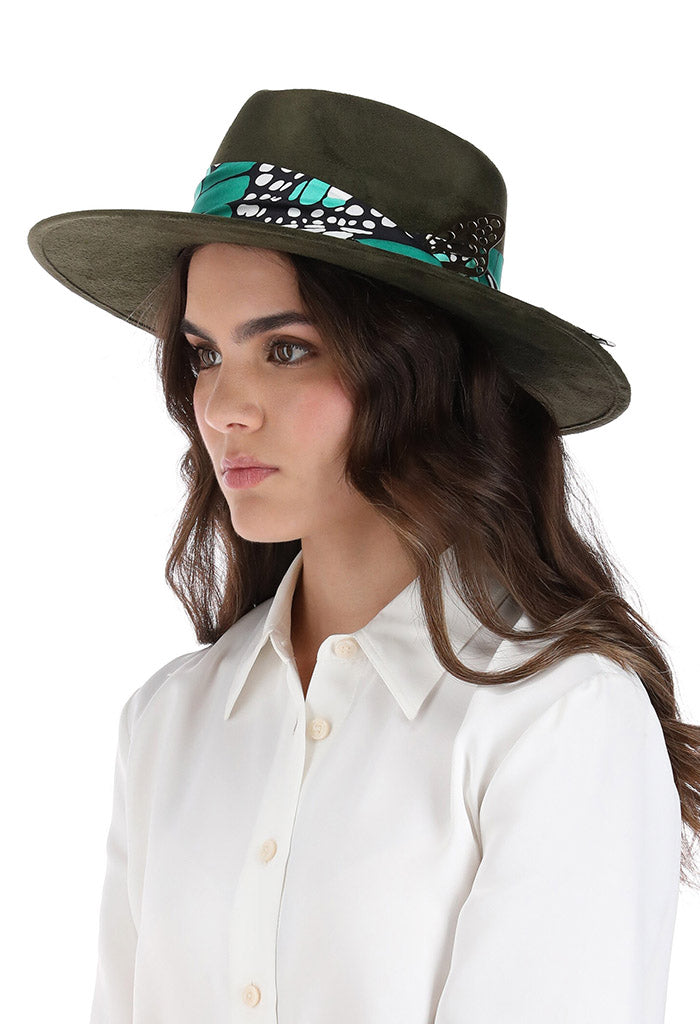 Sombrero Cehuallotl Verde Mariposa Macro Verde Esmeralda