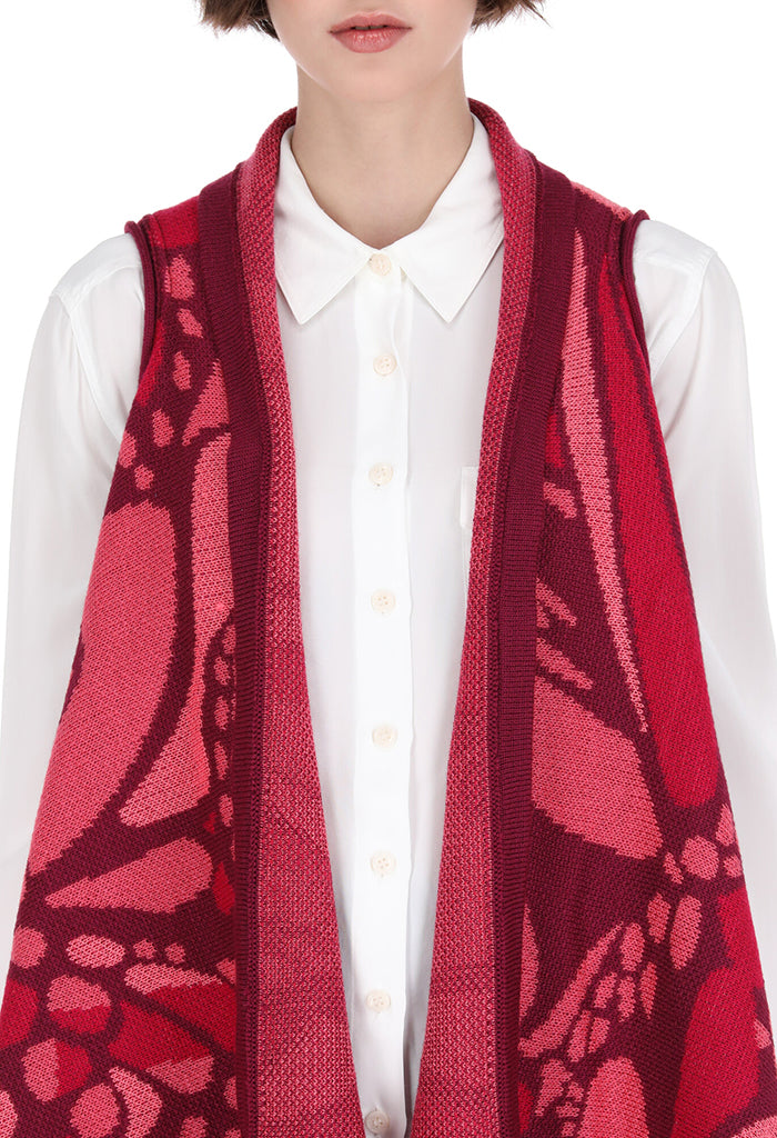 Chaleco Yoali Mariposa Abstracta Rojo