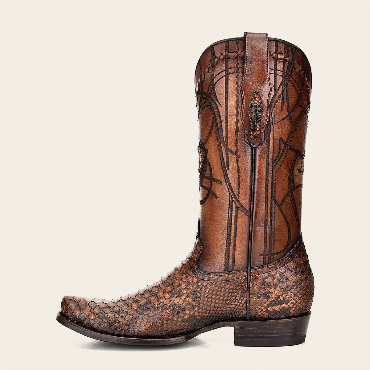 Bota vaquera en piel genuina de pitón