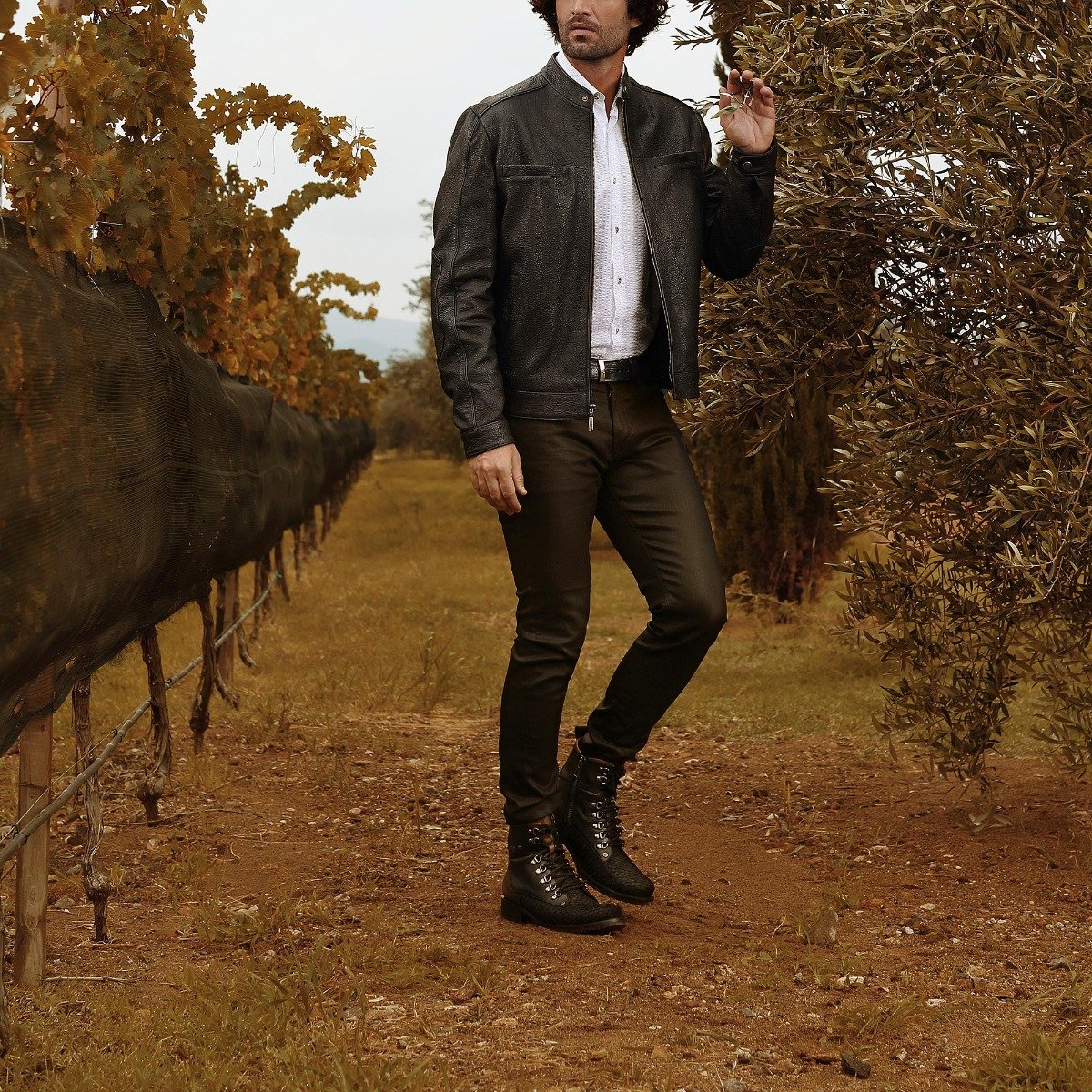 Botín en piel genuina de poisson