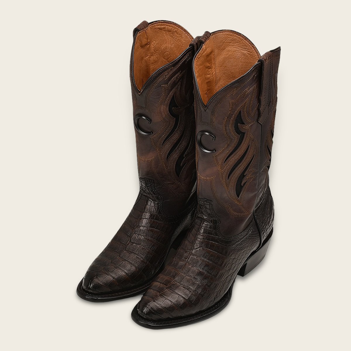 Bota vaquera en piel genuina de fuscus.