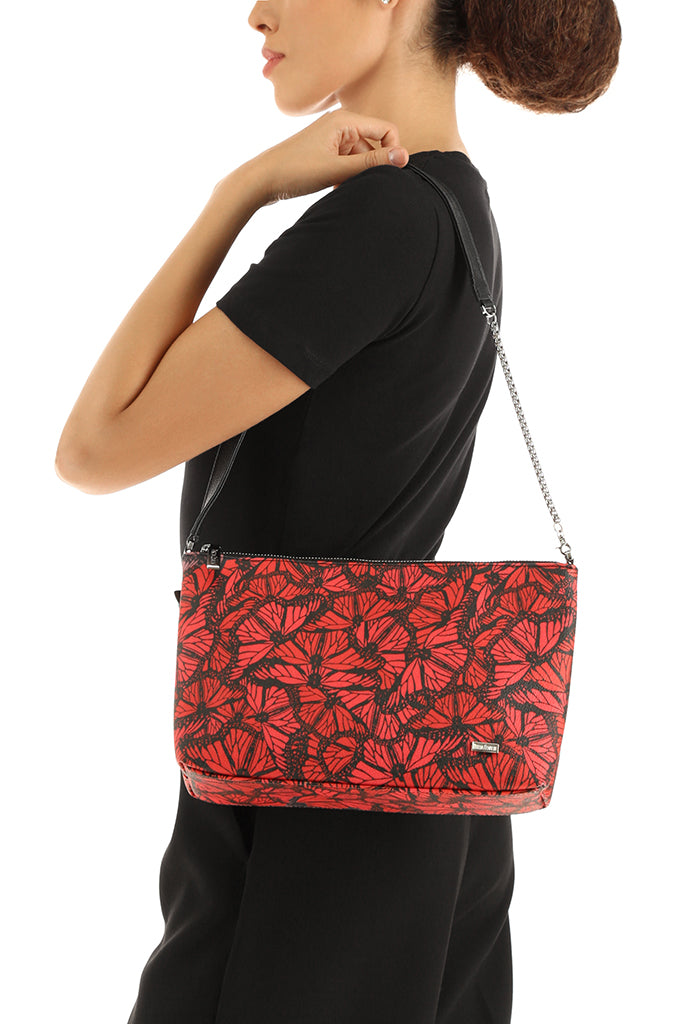 Bolsa Tsaas con Cadena Mariposa Monarca Rojo