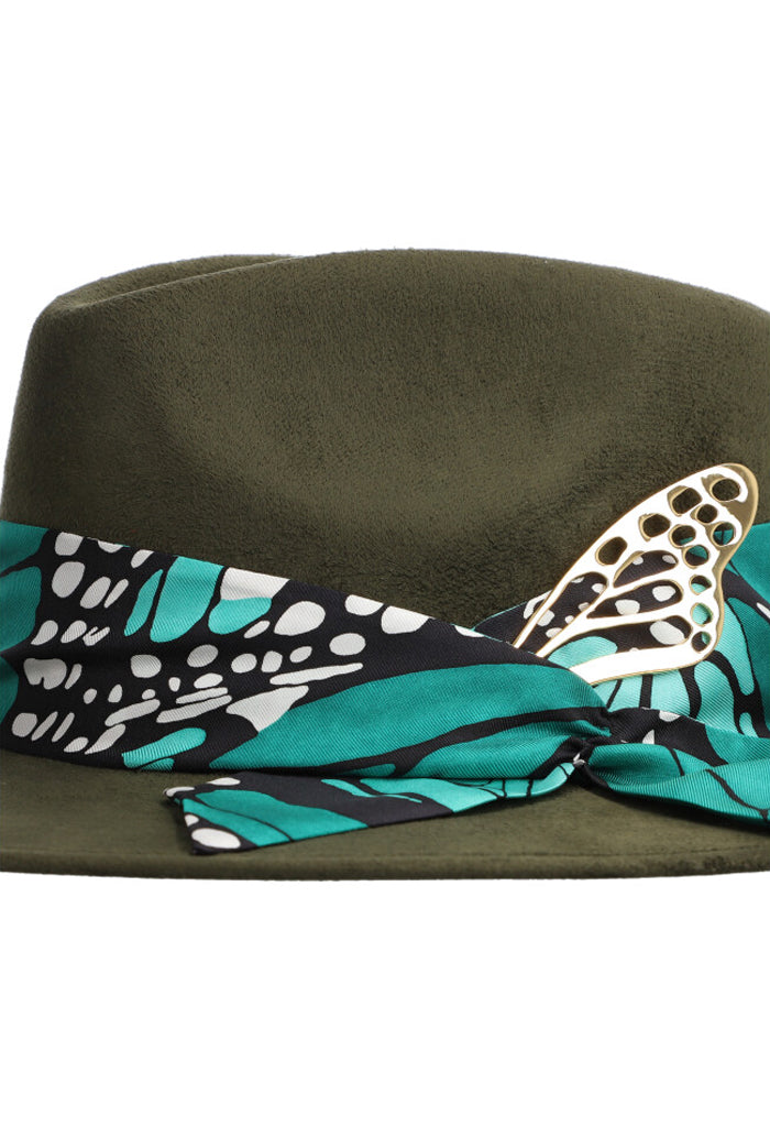 Sombrero Cehuallotl Verde Mariposa Macro Verde Esmeralda