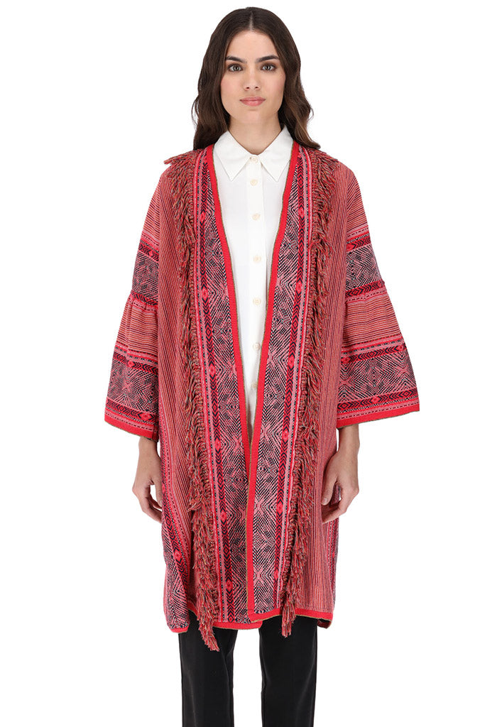 Abrigo Tejido Artesanal Rojo