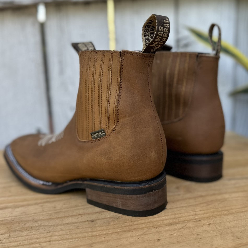 CB-010H Capitan Tan - Western Ankle Boots with Rubber Sole for Men