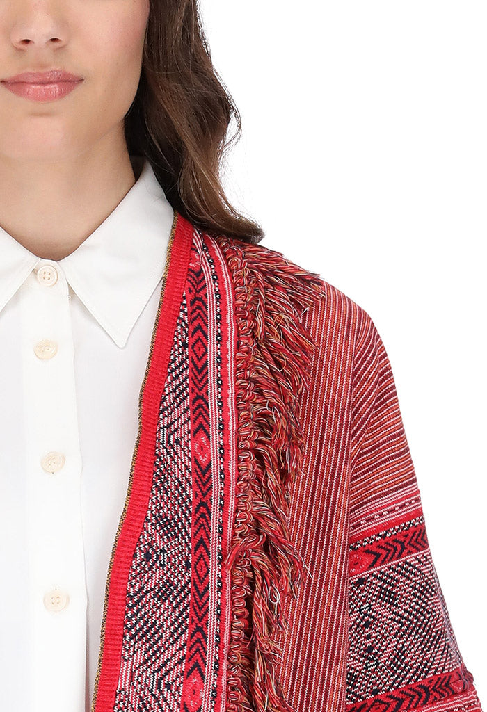 Abrigo Tejido Artesanal Rojo