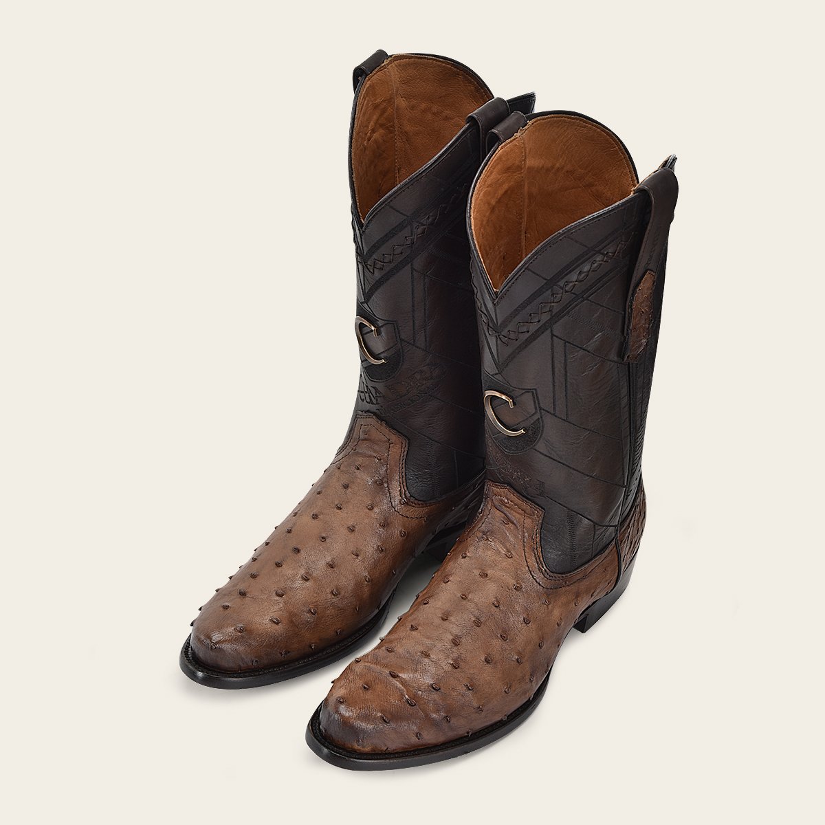 Bota en piel genuina de avestruz.