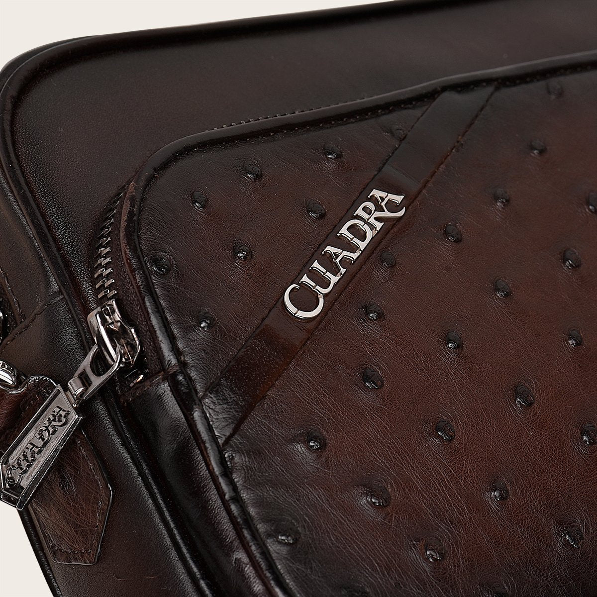 Bandolera en piel genuina de avestruz