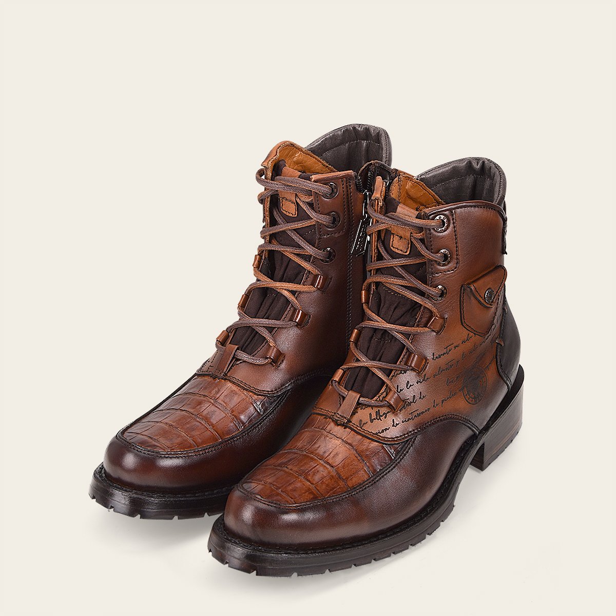 Botín con piel genuina de fuscus para caballero