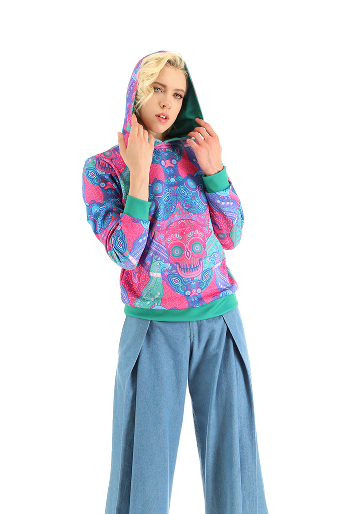 Sudadera Xolo Mujer D��a de Muertos Mictl��n Rosa