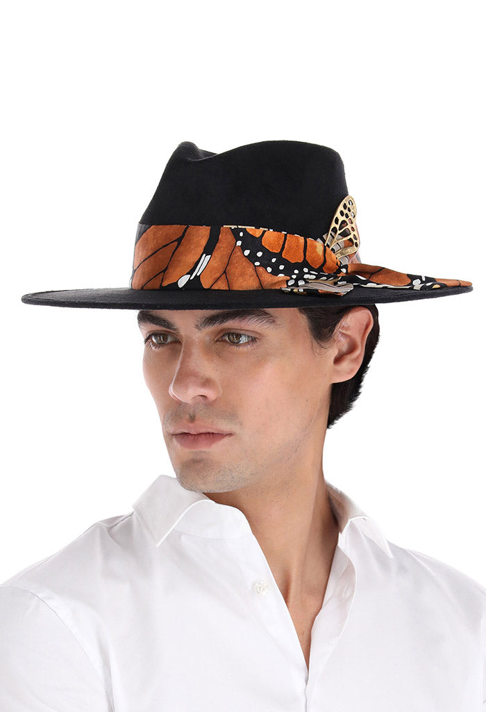 Sombrero Cehuallotl Negro Mariposa Macro Original