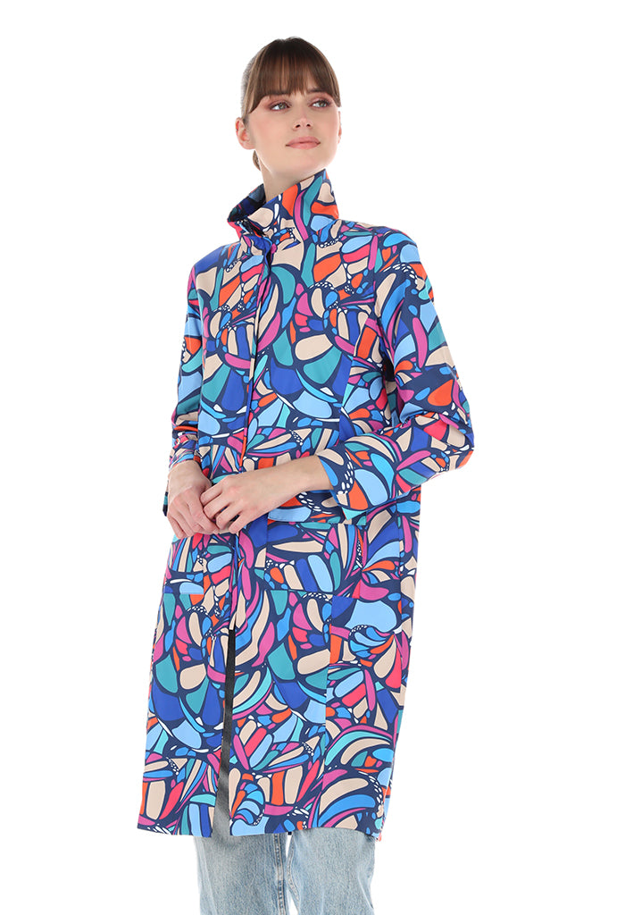 Trench Ehya Mariposa Abstracta Azul