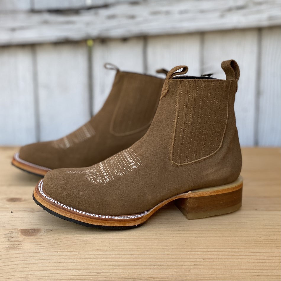 JB-723 Gold - Suede Western Ankle Boots for Men