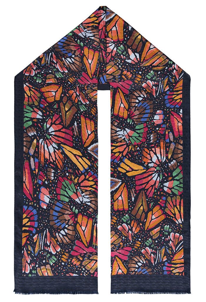 Bufanda Doble Vista Mariposa Bordada