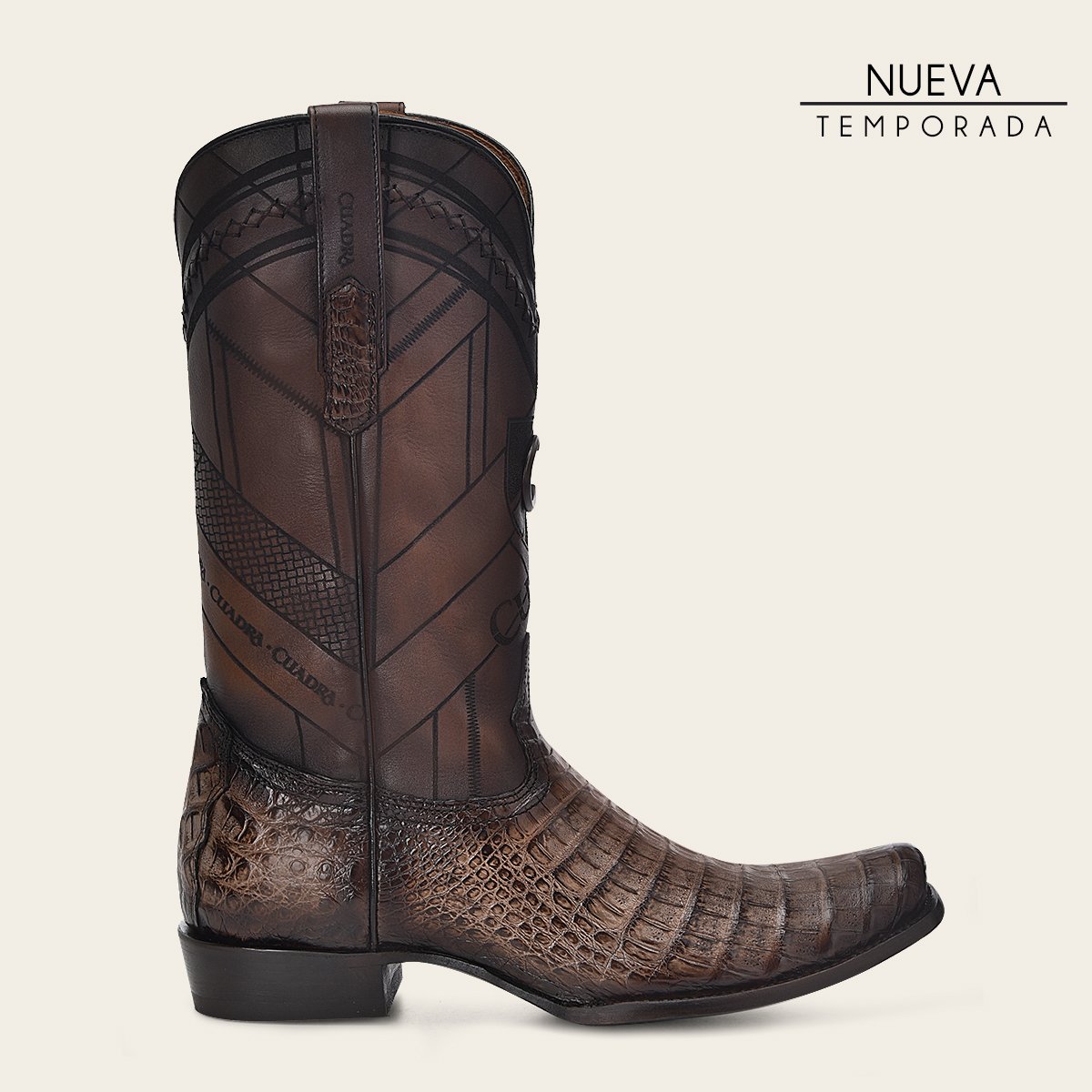 Bota vaquera en piel de fuscus.