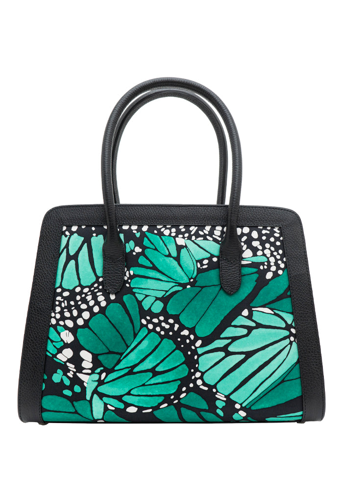 Bolsa Muul Negro Mariposa Macro Verde Esmeralda