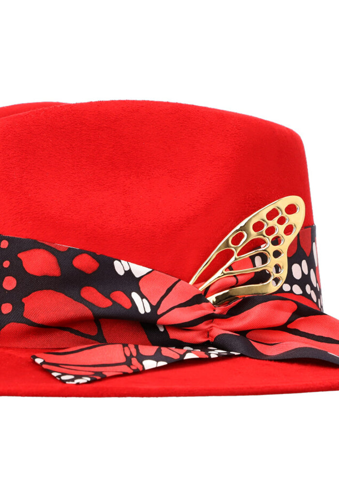 Sombrero Cehuallotl Rojo Mariposa Macro Rojo