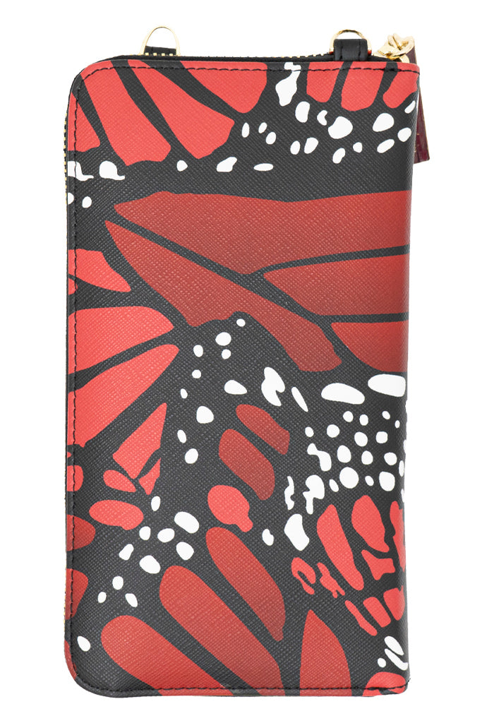 Porta Celular Peek Saffiano Mariposa Macro Rojo Brillante