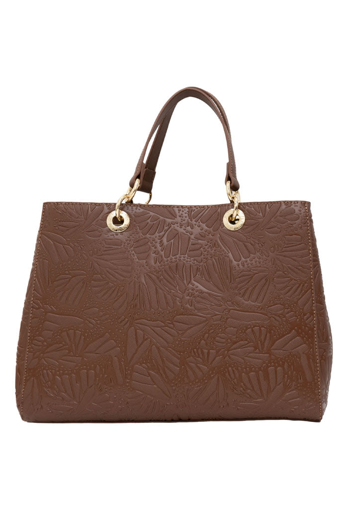 Bolsa Kaxan Saffiano Grabado Mariposa Cafe
