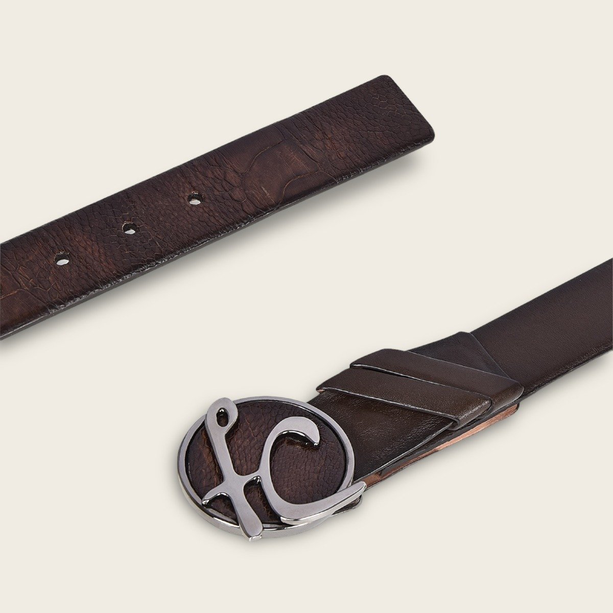 Cinturón en piel genuina de pata de avestruz