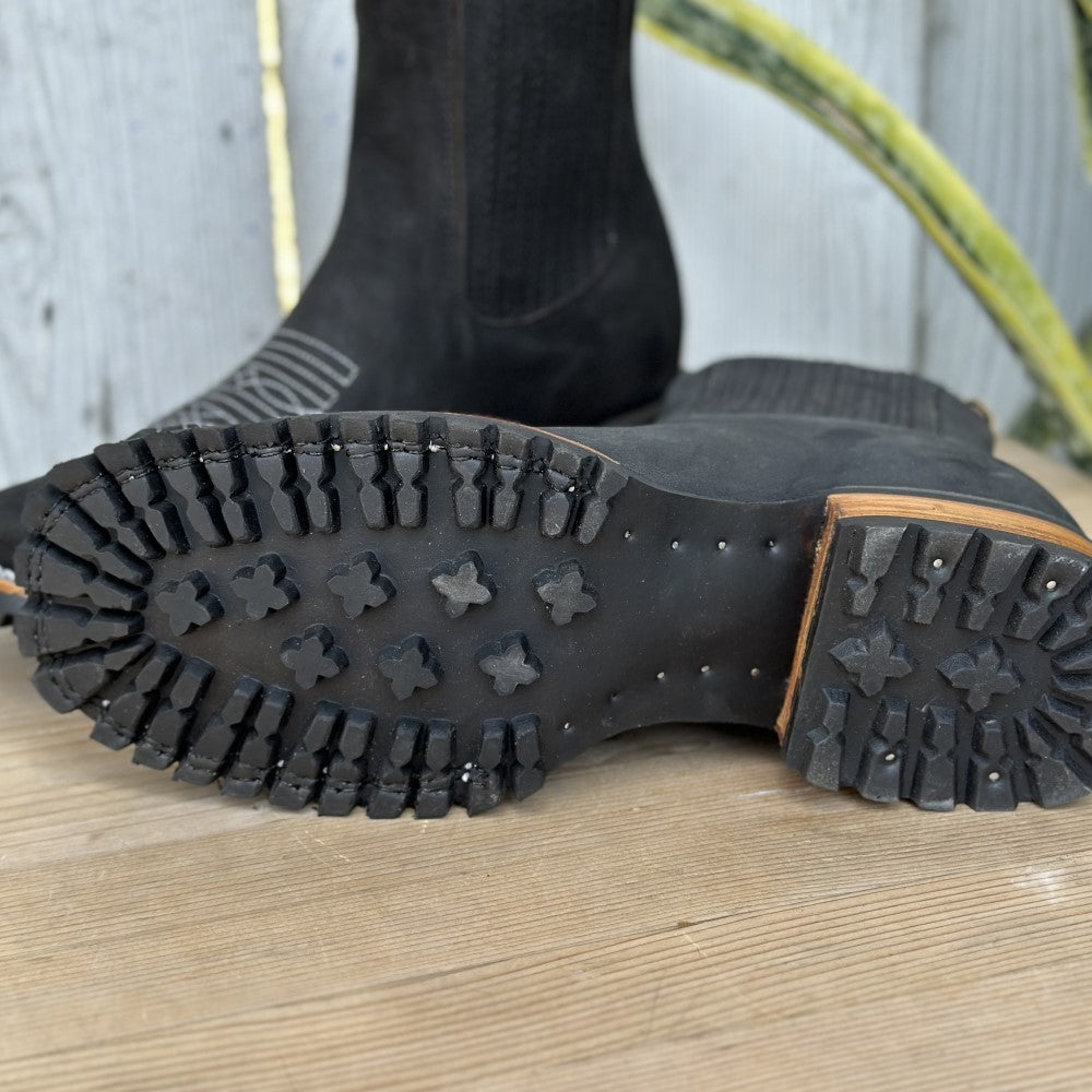 DB-777 Black - Western Ankle Boots with Tractor Sole for Men