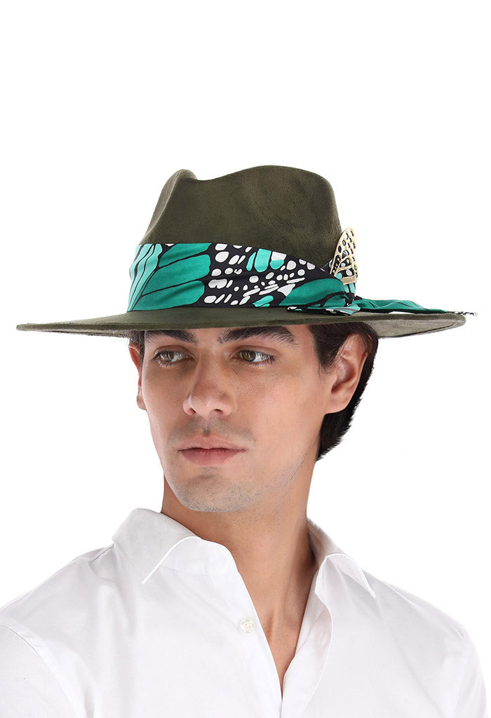Sombrero Cehuallotl Verde Mariposa Macro Verde Esmeralda