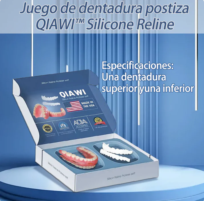 QIAWI™- Premium Custom Silicone Denture Set Dual Certification by the American Dental Association(ADA) & the U.S. Food and Drug Administration(FDA)