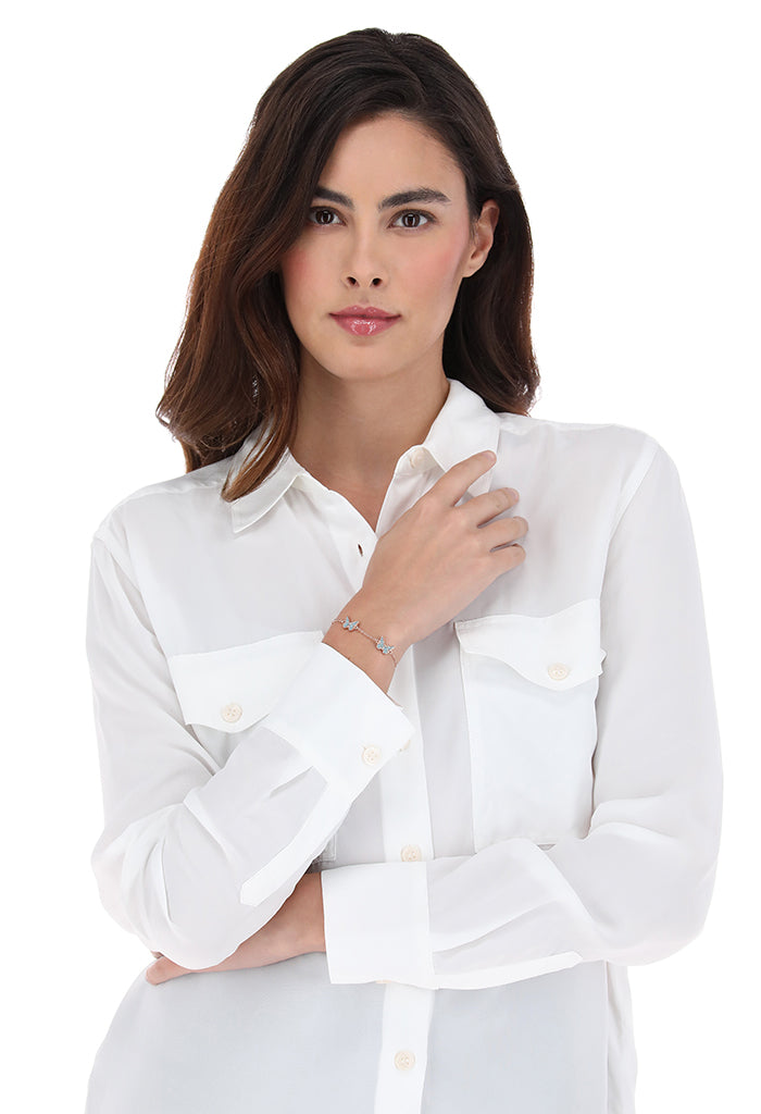 Pulsera Mariposas Ba?o Oro Rosa con Turquesa