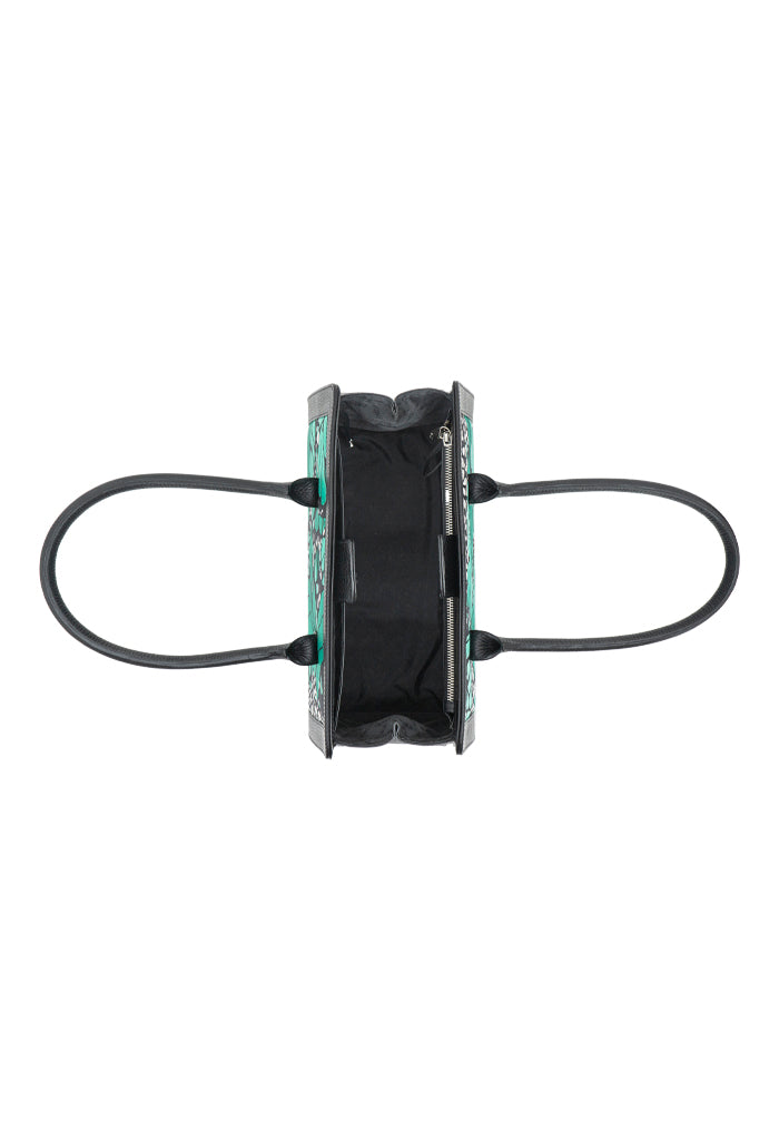 Bolsa Muul Negro Mariposa Macro Verde Esmeralda