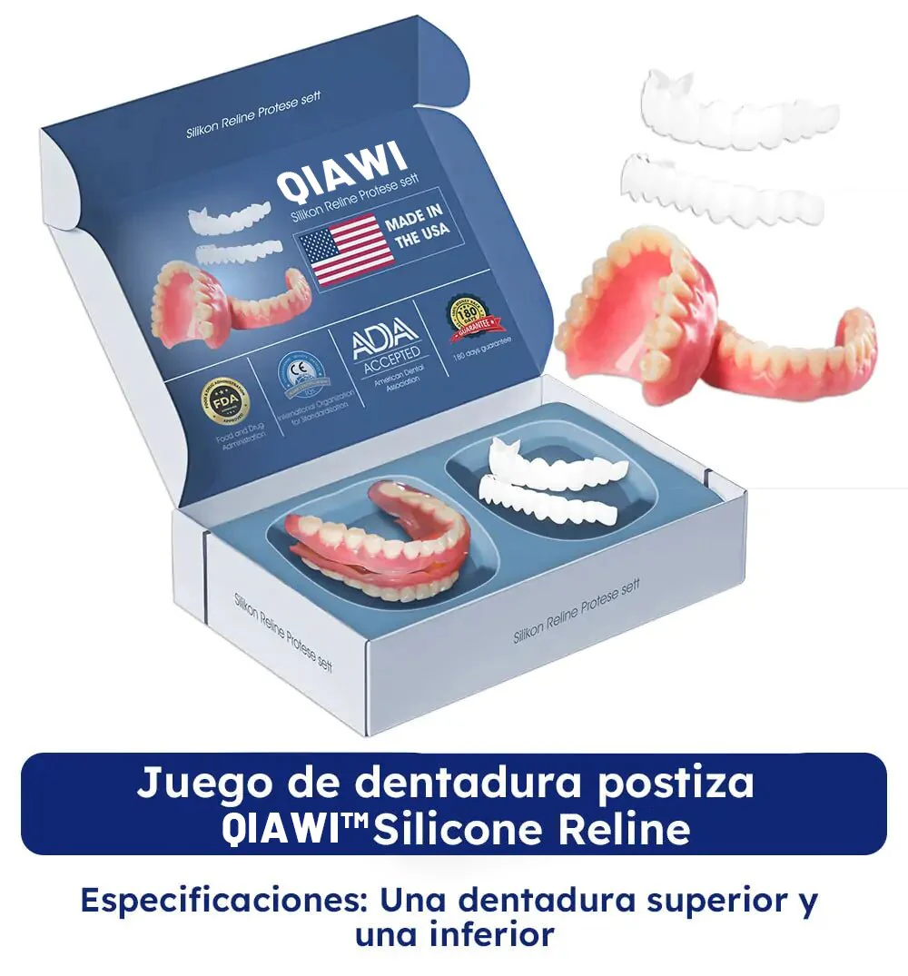 QIAWI™- Premium Custom Silicone Denture Set Dual Certification by the American Dental Association(ADA) & the U.S. Food and Drug Administration(FDA)