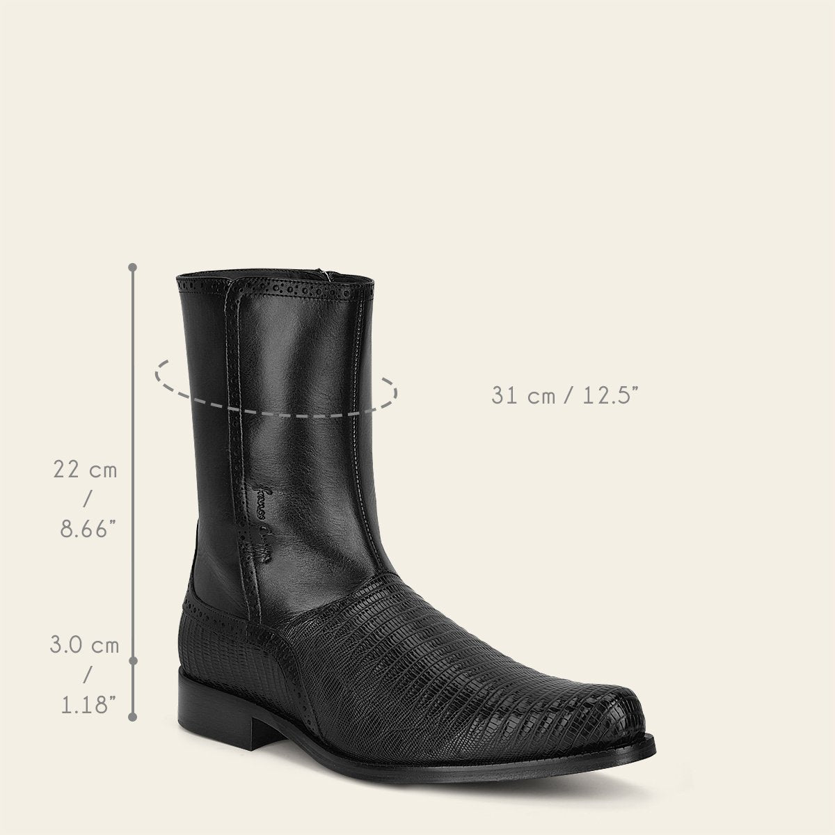 Bota de vestir en piel genuina de lizard.