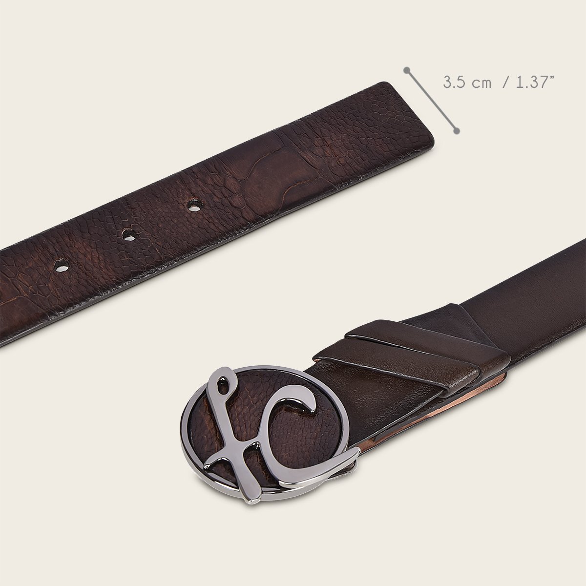 Cinturón en piel genuina de pata de avestruz