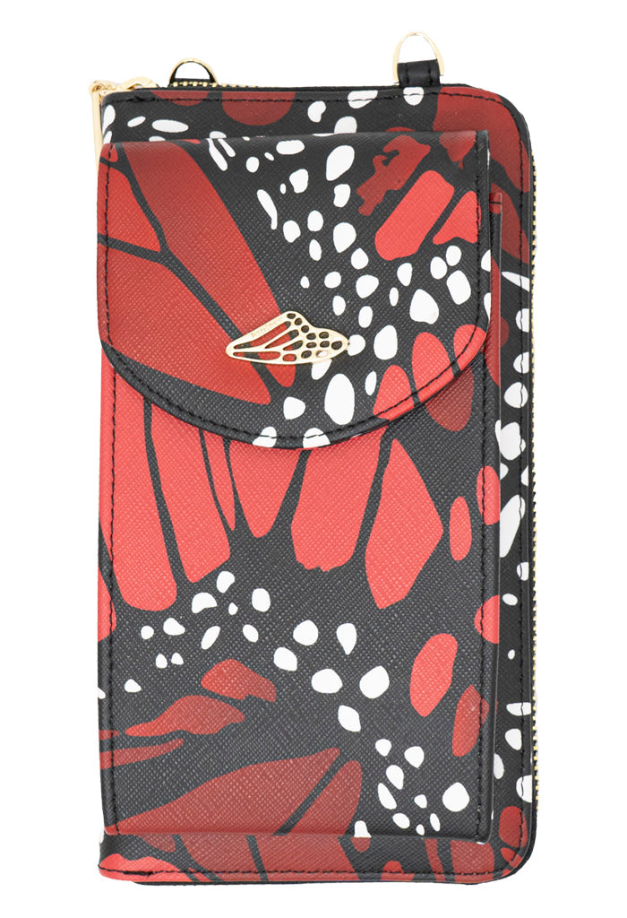 Porta Celular Peek Saffiano Mariposa Macro Rojo Brillante